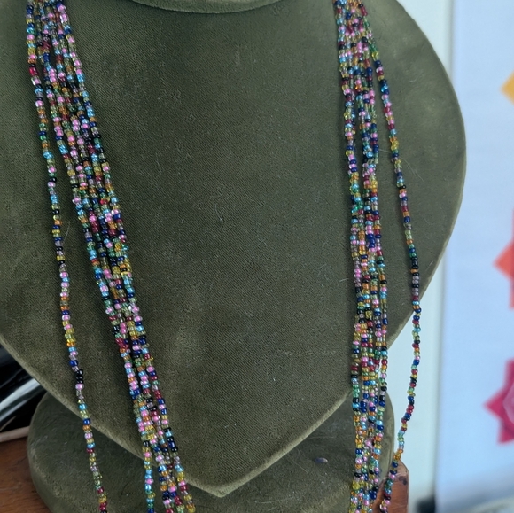 Multi beaded long tie wrap necklace - Picture 3 of 4